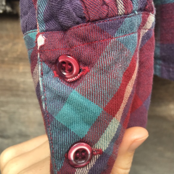 SOLD Poet Sleeve Plaid Button Down Shirt - Picture 7 of 7